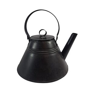 Primitive Tin Granny Kettle Black With Lid & Handle Farmhouse